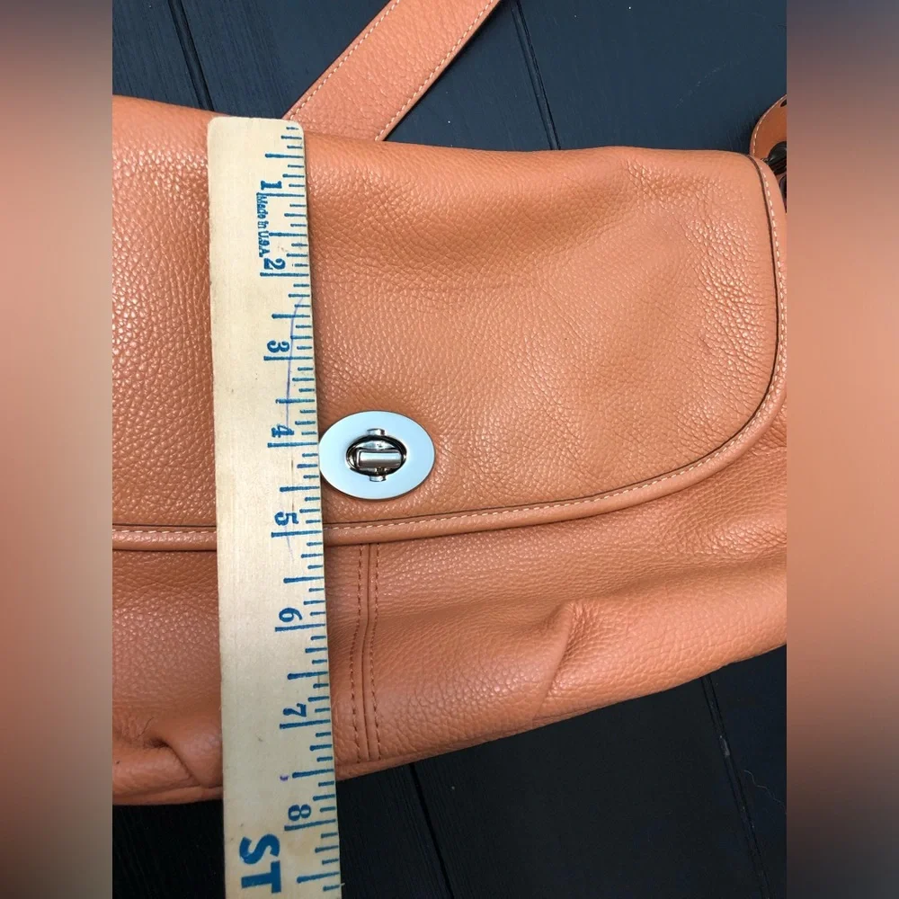 Coach Pebbled Leather Crossbody Shoulder Bag in Camel/Tan